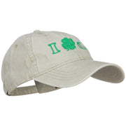 I Love Beer with Shamrock Embroidered Washed Cap