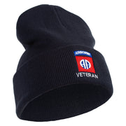 Licensed 82nd Airborne Veteran Embroidered 12 Inch Long Knitted Beanie - Navy OSFM
