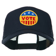 Vote Button Embroidered Mesh Back Cap