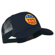 Vote Button Embroidered Mesh Back Cap