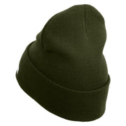 Licensed 82nd Airborne Veteran Embroidered 12 Inch Long Knitted Beanie - Olive OSFM