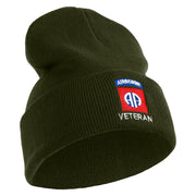 Licensed 82nd Airborne Veteran Embroidered 12 Inch Long Knitted Beanie - Olive OSFM