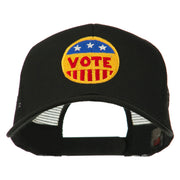 Vote Button Embroidered Mesh Back Cap