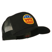 Vote Button Embroidered Mesh Back Cap