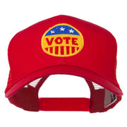 Vote Button Embroidered Mesh Back Cap