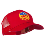 Vote Button Embroidered Mesh Back Cap