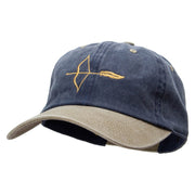 Archery and a Bow Embroidered Pigment Dyed Wash Cap - Navy-Khaki OSFM