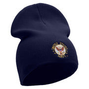 Licensed US Navy Circle Symbol Embroidered Short Beanie Made in USA