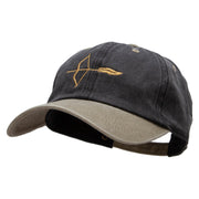 Archery and a Bow Embroidered Pigment Dyed Wash Cap - Black-Khaki OSFM