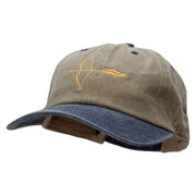 Archery and a Bow Embroidered Pigment Dyed Wash Cap - Khaki-Navy OSFM