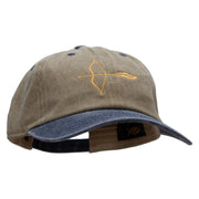 Archery and a Bow Embroidered Pigment Dyed Wash Cap - Khaki-Navy OSFM