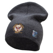 Licensed US Navy Circle Symbol Embroidered Short Beanie Made in USA