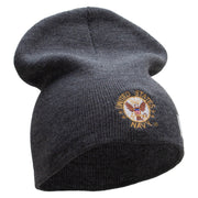 Licensed US Navy Circle Symbol Embroidered Short Beanie Made in USA