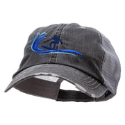 Surfing Man Embroidered Low Profile Special Cotton Mesh Cap - Black OSFM