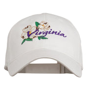 USA State Virginia Flowers Dogwood Embroidered Organic Cotton Cap