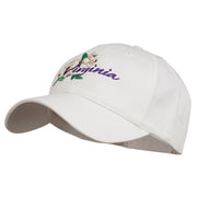 USA State Virginia Flowers Dogwood Embroidered Organic Cotton Cap