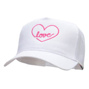 Love Nouveau Embroidered Solid Cotton Twill 5 panel Mesh Back Cap