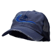 Surfing Man Embroidered Low Profile Special Cotton Mesh Cap - Navy OSFM