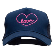 Love Nouveau Embroidered Solid Cotton Twill 5 panel Mesh Back Cap