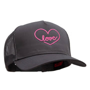 Love Nouveau Embroidered Solid Cotton Twill 5 panel Mesh Back Cap