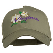 USA State Virginia Flowers Dogwood Embroidered Organic Cotton Cap