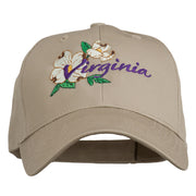 USA State Virginia Flowers Dogwood Embroidered Organic Cotton Cap