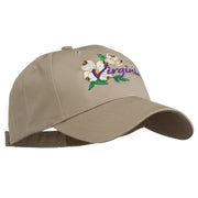 USA State Virginia Flowers Dogwood Embroidered Organic Cotton Cap