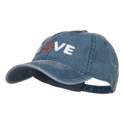 Love with Paw Symbol Embroidered Washed Cotton Cap