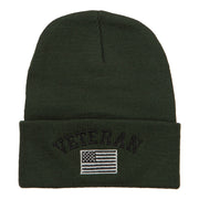 Veteran USA Flag Embroidered Long Beanie