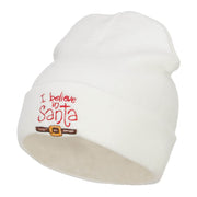 I Believe In Santa Embroidered Long Beanie