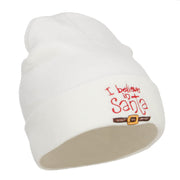 I Believe In Santa Embroidered Long Beanie