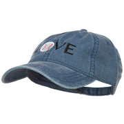 Love with Baseball Embroidered Washed Cotton Cap