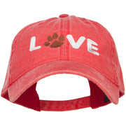 Love with Paw Symbol Embroidered Washed Cotton Cap