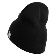 Navy Veteran Letters Symbol Embroidered Heavyweight Classic Knit Short Beanie - Black OSFM