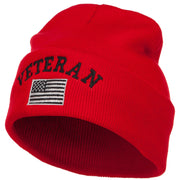 Veteran USA Flag Embroidered Long Beanie