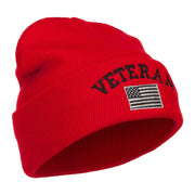 Veteran USA Flag Embroidered Long Beanie