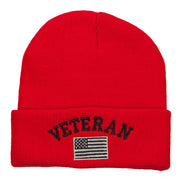 Veteran USA Flag Embroidered Long Beanie