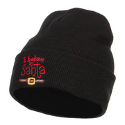 I Believe In Santa Embroidered Long Beanie