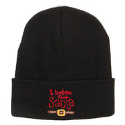 I Believe In Santa Embroidered Long Beanie