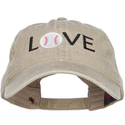 Love with Baseball Embroidered Washed Cotton Cap