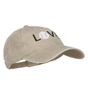 Love with Baseball Embroidered Washed Cotton Cap