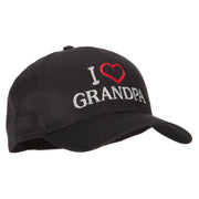 I Love Grandpa Embroidered Solid Cotton Pro Style Cap