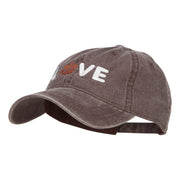 Love with Paw Symbol Embroidered Washed Cotton Cap