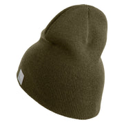 Navy Veteran Letters Symbol Embroidered Heavyweight Classic Knit Short Beanie - Olive OSFM