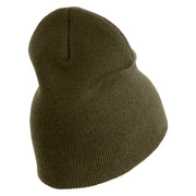 Navy Veteran Letters Symbol Embroidered Heavyweight Classic Knit Short Beanie - Olive OSFM