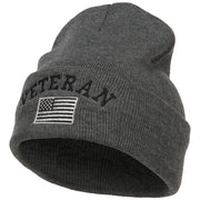 Veteran USA Flag Embroidered Long Beanie