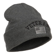 Veteran USA Flag Embroidered Long Beanie