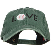 Love with Baseball Embroidered Washed Cotton Cap