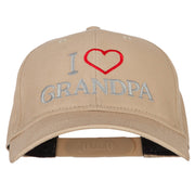 I Love Grandpa Embroidered Solid Cotton Pro Style Cap