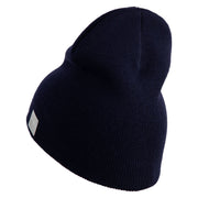 Navy Veteran Letters Symbol Embroidered Heavyweight Classic Knit Short Beanie - Navy OSFM